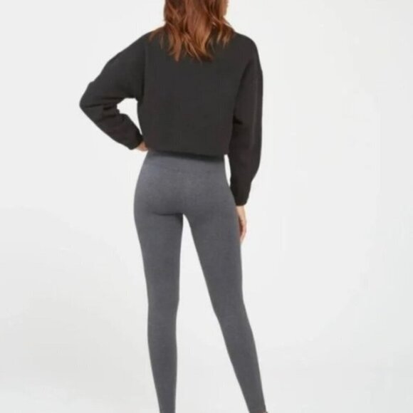 Spanx Look At Me Now Seamless Leggings Heather Charcoal Gray size Medium - Picture 2 of 9